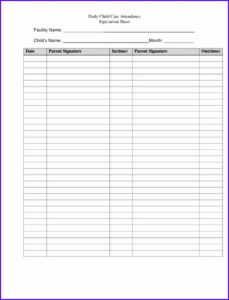 Free  Parent Sign In And Out Sheet Template Doc