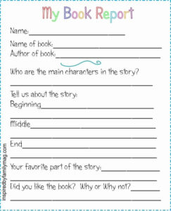 Free Printable 3Rd Grade Fiction Book Report Template Example