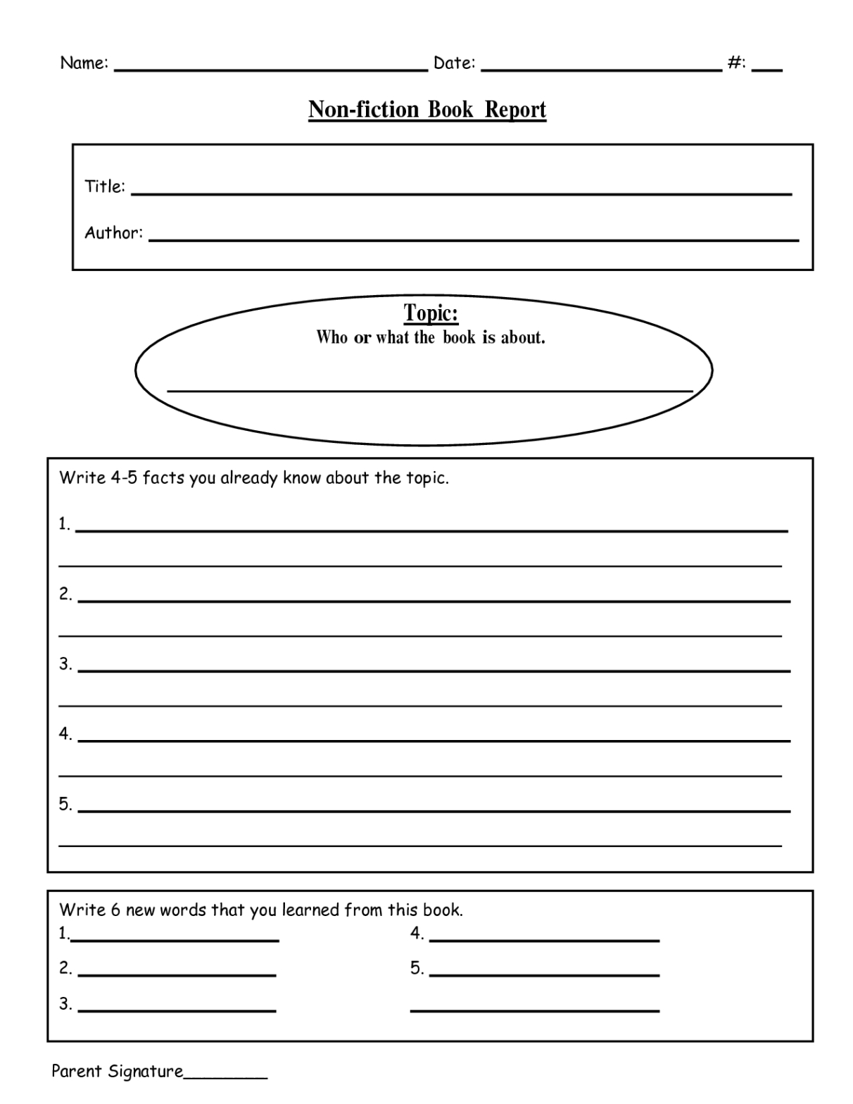 Free Printable Book Report For 5Th Grade Template Sample