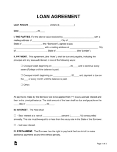 Free Printable Co Signer Agreement Template Doc Sample