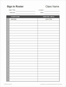 Free Printable Customer Sign In Sheet Template Doc Sample