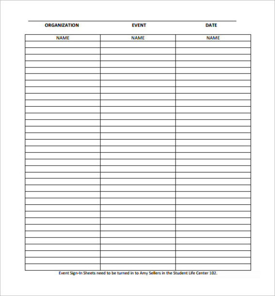 Free Printable Event Sign Up Sheet Template Excel Sample