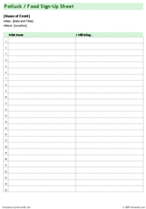 Free Printable Golf Team Sign Up Sheet Template Doc