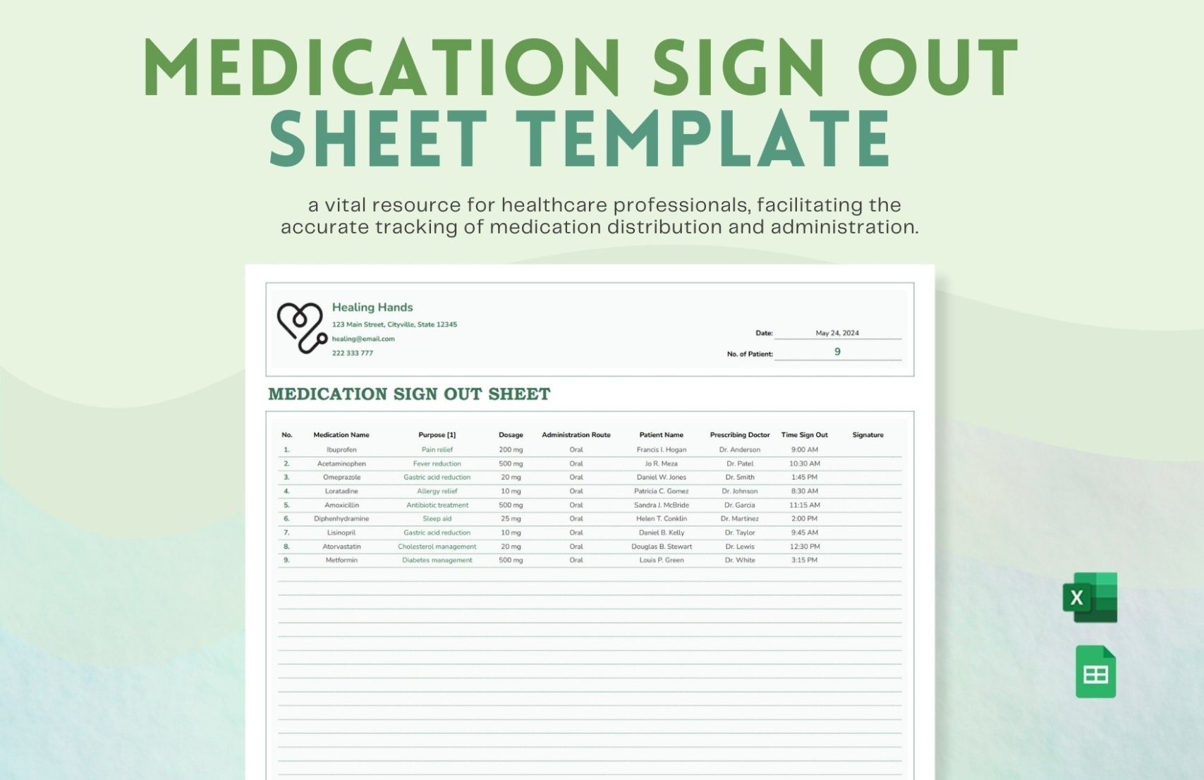 Free Printable Medication Sign Out Sheet Template