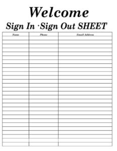 Free Printable Preschool Sign In And Out Sheet Template Excel