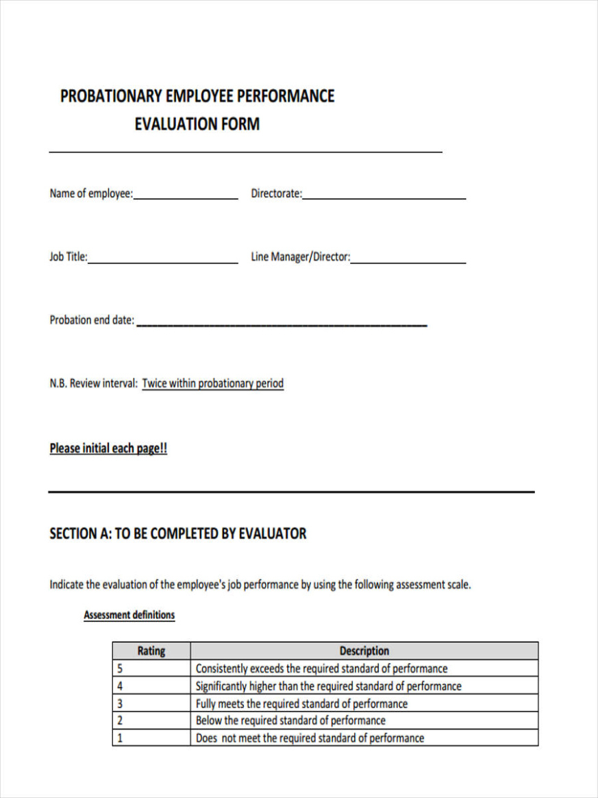 Free Printable Probation Sign Off Template Pdf