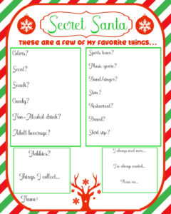 Free Printable Secret Santa Sign Up Template  Sample