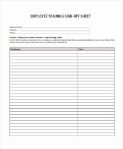 Free Printable Task Sign Off Sheet Template Word