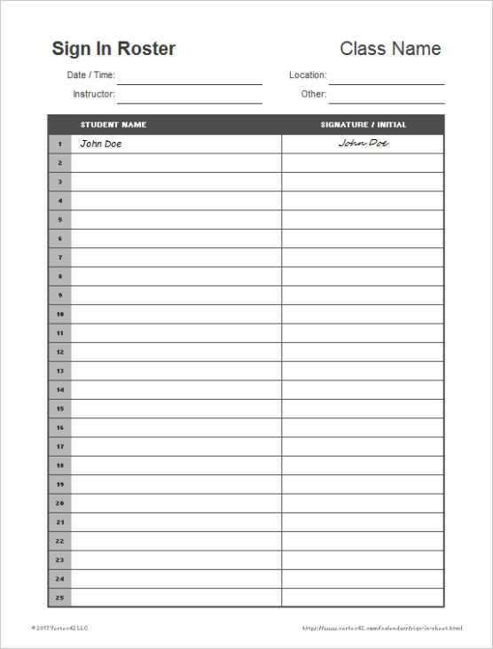 Free  Radio Sign In And Out Sheet Template Word