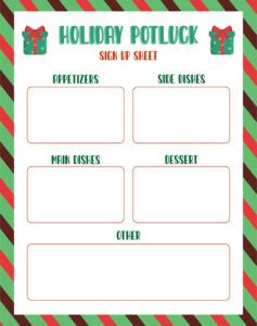 Holiday Party Sign Up Sheet Template Doc Sample