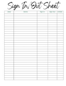 Material Sign Out Sheet Template Excel Sample