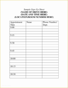 Printable Appointment Sign Up Sheet Template  Sample