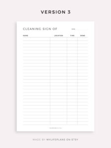 Printable Bathroom Cleaning Sign Off Sheet Template Word Sample