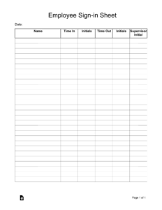 Printable Create A Sign In Sheet Template Excel Sample