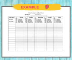 Printable Daycare Sign In And Out Sheet Template Word