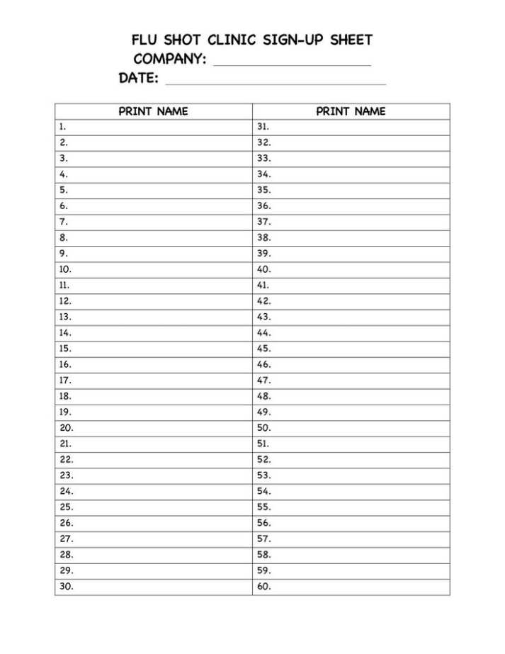 Printable Food Sign Up Sheet Template Pdf Sample