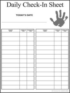 Printable Preschool Sign In And Out Sheet Template Excel