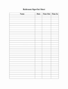 Printable Restroom Sign Out Sheet Template  Sample