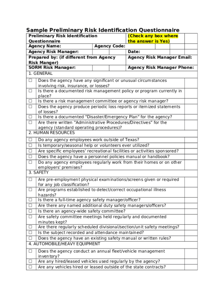 Printable Risk Assessment Sign Off Template