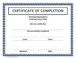 Printable Training Completion Sign Off Template Word