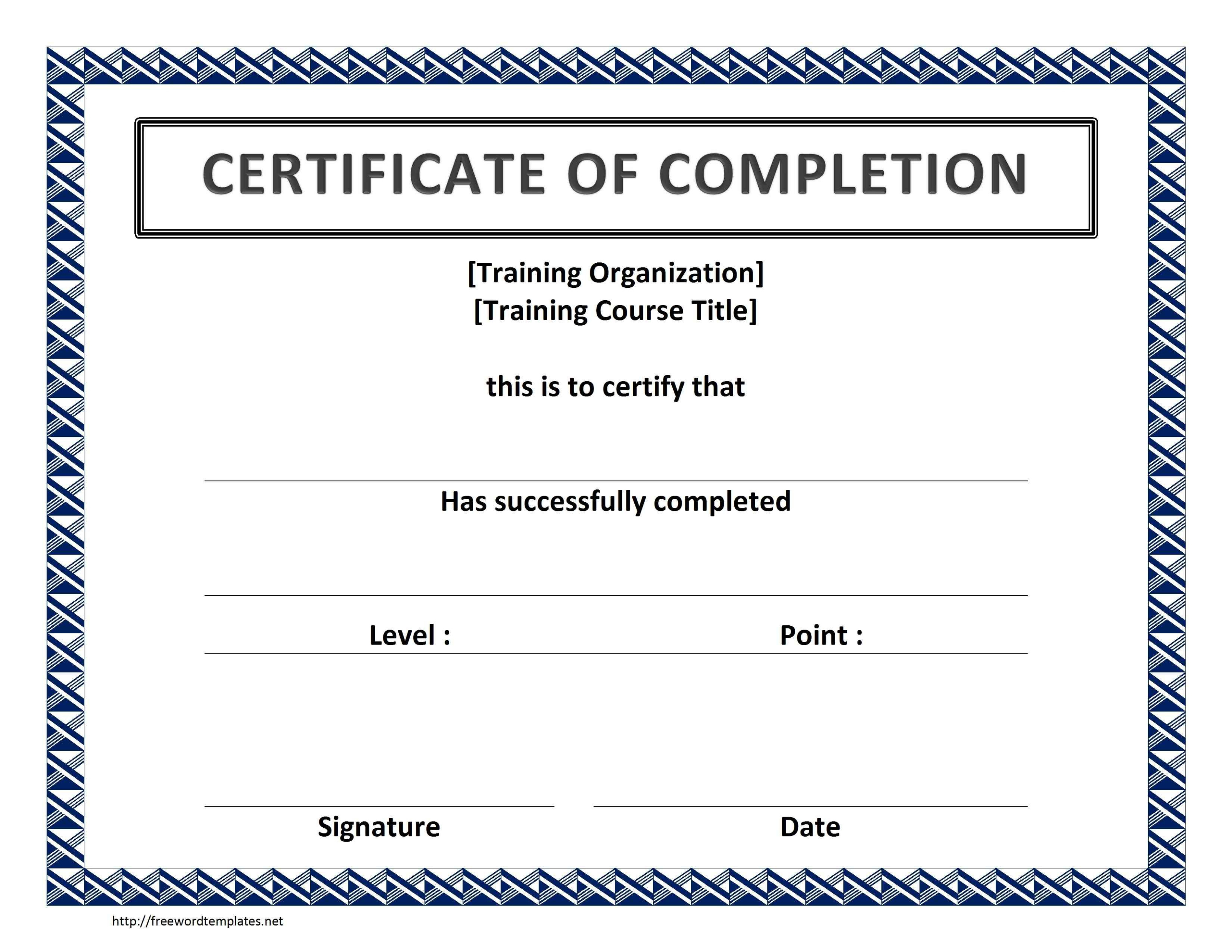 Printable Training Completion Sign Off Template Word