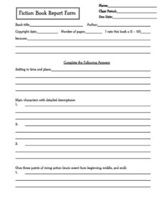 Sample 3Rd And 4Th Grade Book Report Template Doc