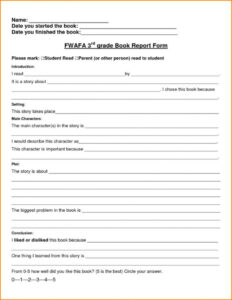 Sample Book Report For 5Th Grade Template Excel