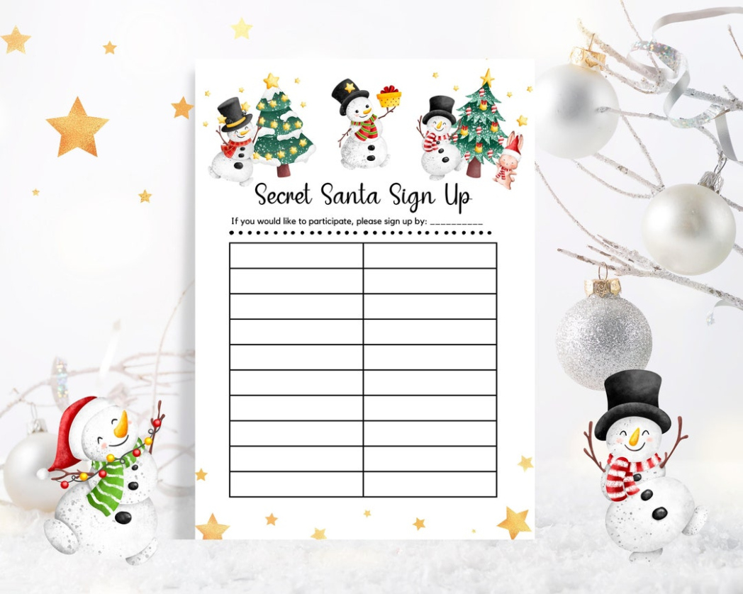 Secret Santa Sign Up Template Pdf