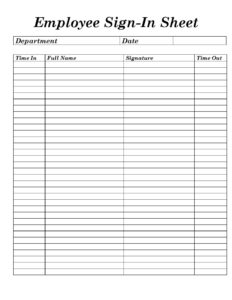 Weekly Sign In And Out Sheet Template Word